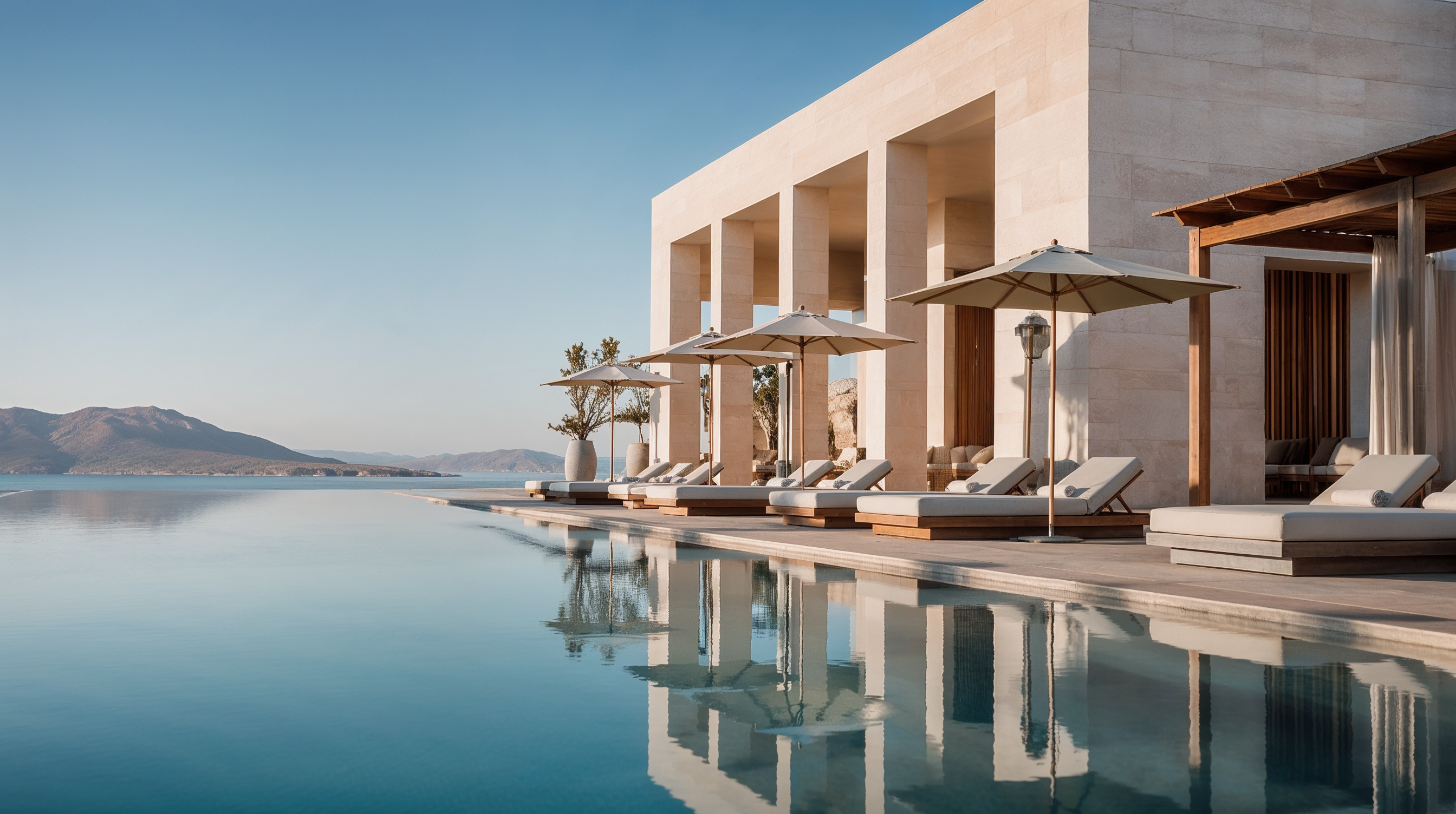 Poolside at a quiet coastal resort